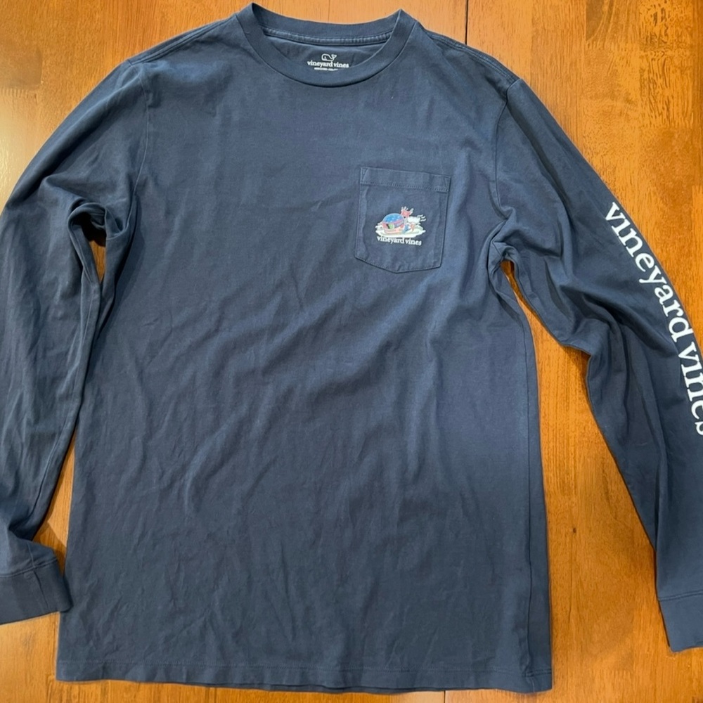 Vineyard Vines Boy’s Downhill Ski Whale Navy Long Sleeve Shirt